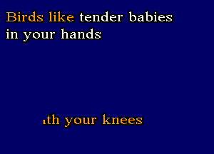 Birds like tender babies
in your hands

ltll your knees