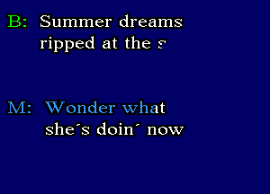 B2 Summer dreams
ripped at the 9

M2 XVonder what
she's doin' now