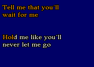 Tell me that you'll
wait for me

Hold me like you'll
never let me go