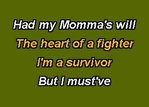 Had my Momma's Wm
The heart of a fighter

I'm a survivor
But I must've