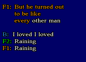 F12 But he turned out
to be like
every other man

B2 I loved I loved
F22 Raining
F12 Raining