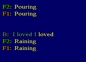 F22 Pouring
F12 Pouring

B2 I loved I loved
F22 Raining
F12 Raining