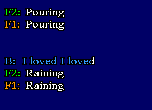 F22 Pouring
F12 Pouring

B2 I loved I loved
F22 Raining
F12 Raining