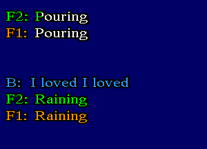 F22 Pouring
F12 Pouring

B2 I loved I loved
F22 Raining
F12 Raining