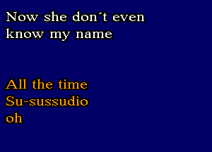 Now she don't even
know my name

All the time

Su-sussudio
oh