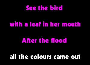 See the bird

with a leaf in her mouth

After the flood

all the colours came out
