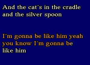 And the cat's in the cradle
and the silver spoon

I'm gonna be like him yeah
you know I'm gonna be
like him