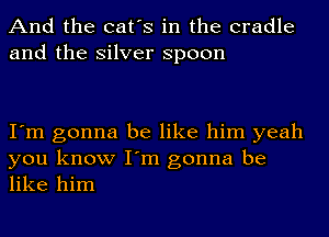 And the cat's in the cradle
and the silver spoon

I'm gonna be like him yeah
you know I'm gonna be
like him