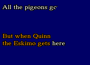 All the pigeons go

But when Quinn
the Eskimo gets here