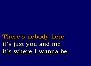 There's nobody here
ifs just you and me
it's where I wanna be