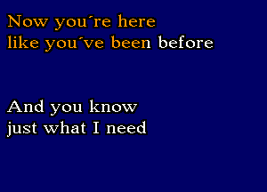 Now you're here
like you've been before

And you know
just what I need