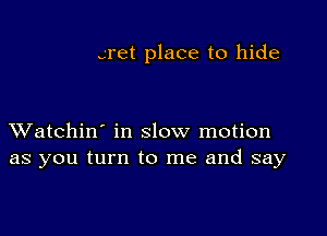 gret place to hide

XVatchin' in slow motion
as you turn to me and say