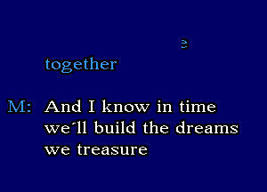 together

M2 And I know in time
we'll build the dreams
we treasure