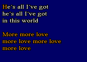 He's all I've got
he's all I've got
in this world

More more love
more love more love
more love