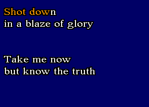 Shot down
in a blaze of glory

Take me now
but know the truth