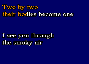 Two by two
their bodies become one

I see you through
the smoky air