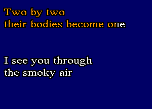 Two by two
their bodies become one

I see you through
the smoky air