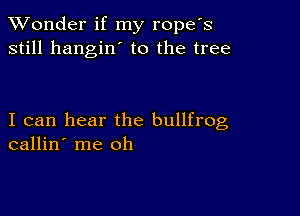 XVonder if my ropefs
still hangin' to the tree

I can hear the bullfrog
callin' me oh