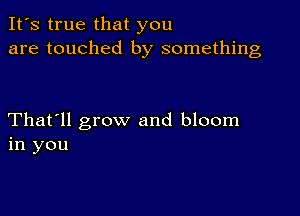 It's true that you
are touched by something

That'll grow and bloom
in you