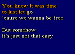 You knew it was time
to just let go
bause we wanna be free

But somehow
ifs just not that easy