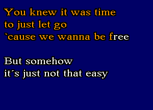 You knew it was time
to just let go
bause we wanna be free

But somehow
ifs just not that easy