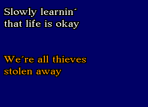 Slowly learnin'
that life is okay

XVe're all thieves
stolen away