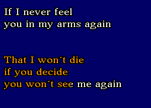 If I never feel
you in my arms again

That I won't die
if you decide
you won't see me again