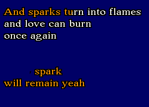 And Sparks turn into flames
and love can burn
once again

spark
Will remain yeah