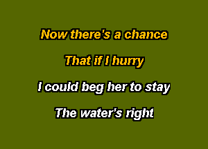 Now there's a chance

That if I hurry

I could beg her to stay

The water's right