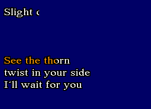 Slight (

See the thorn
twist in your side
I'll wait for you