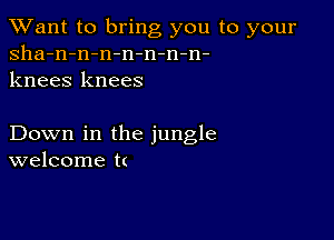 TWant to bring you to your
sha-n-n-n-n-n-n-n-
knees knees

Down in the jungle
welcome t(