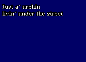 Just a' urchin
livin' under the street