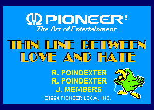 (U) pncweenw

7775 Art of Entertainment

TllellN ILIINIIE IBIIETINVIIEIIEN
ILIDWIIE ANID IHATIHIE

R. POINDEXTER o v?
R. POINDEXTER s '14
J. MEMBERS !

E11994 PIONEER LUCA, INC.