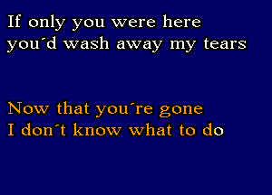 If only you were here
you'd wash away my tears

Now that you're gone
I don't know what to do