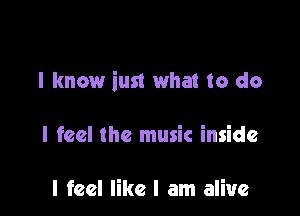 I know iust what to do

I feel the music inside

I feel like I am alive