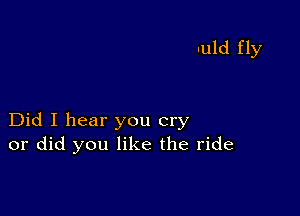 luld fly

Did I hear you cry
or did you like the ride