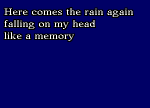 Here comes the rain again
falling on my head
like a memory