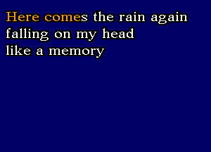 Here comes the rain again
falling on my head
like a memory