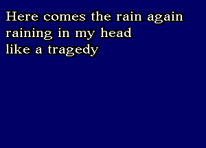 Here comes the rain again
raining in my head
like a tragedy