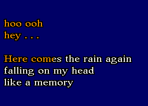 hoo ooh
hey . . .

Here comes the rain again
falling on my head
like a memory