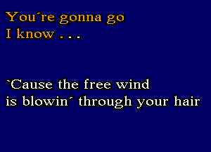 You're gonna go
I know .

Cause the free wind
is blowin' through your hair