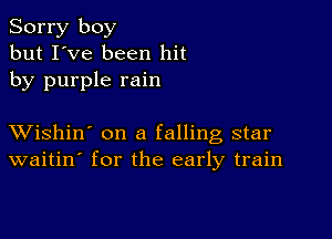 Sorry boy
but I've been hit
by purple rain

XVishin' on a falling star
waitin' for the early train