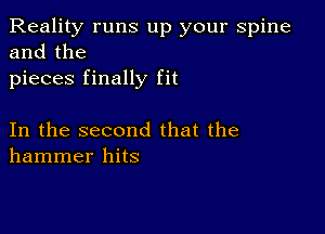 Reality runs up your spine
and the
pieces finally fit

In the second that the
hammer hits