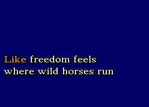 Like freedom feels
Where wild horses run