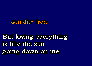 wander free

But losing everything
is like the sun

going down on me