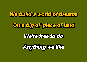 We buiid a wox1d of dreams
On a big ol' piece of land

We 're free to do

Anything we like