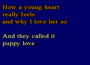 How a young heart
really feels
and why I love her so

And they called it
puppylove