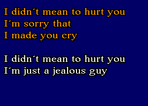 I didn't mean to hurt you
I'm sorry that
I made you cry

I didn't mean to hurt you
I'm just a jealous guy