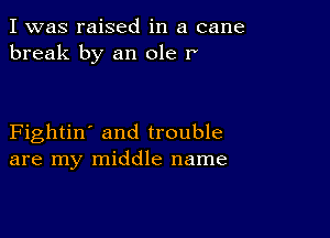 I was raised in a cane
break by an ole r'

Fightin' and trouble
are my middle name