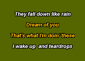 They fall down like rain
Dream of you

That's what hn doin' these

I wake up and teardrops